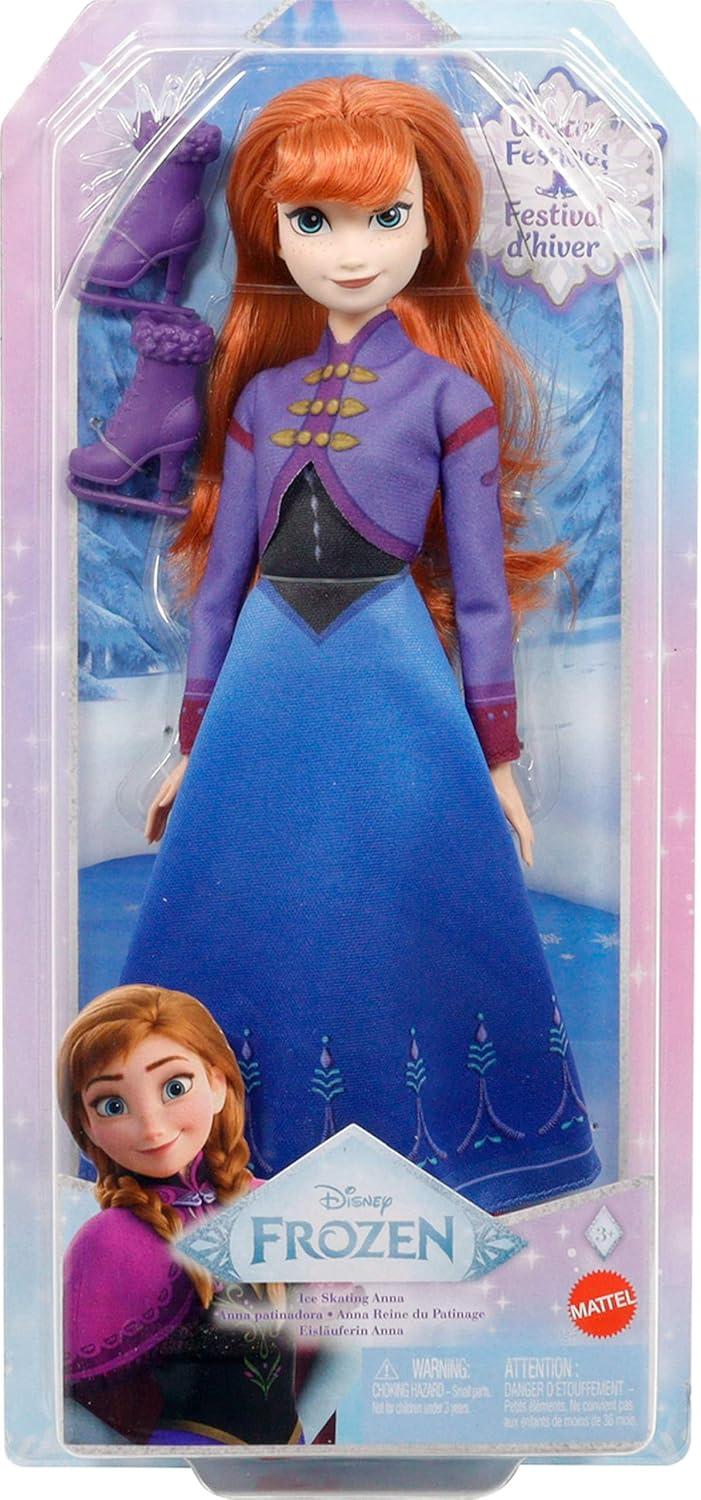 imageMattel Disney Frozen Anna Fashion Doll ampamp Accessories IceSkating Look with Removable Dress ampamp Skates Plus 1 Pair of Shoes Inspired by Frozen Winter Festival