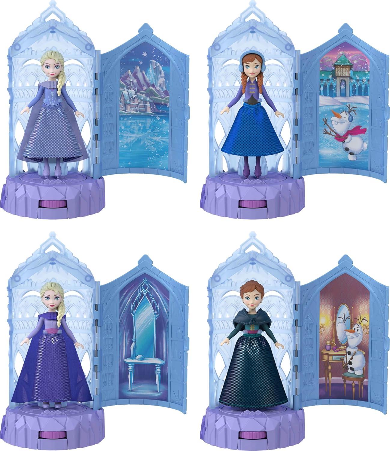 imageMattel Disney Frozen Surprise Small Dolls ampamp Mini Castle Playsets with Spinning Doll Reveal Ice Castle Spin Surprise from Movies Styles May Vary