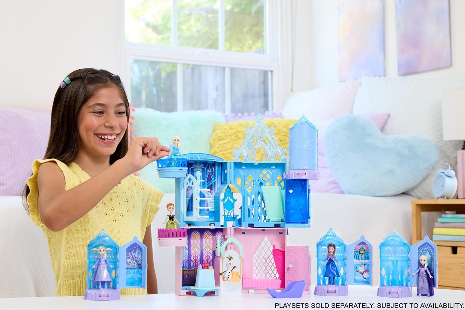 imageMattel Disney Frozen Surprise Small Dolls ampamp Mini Castle Playsets with Spinning Doll Reveal Ice Castle Spin Surprise from Movies Styles May Vary