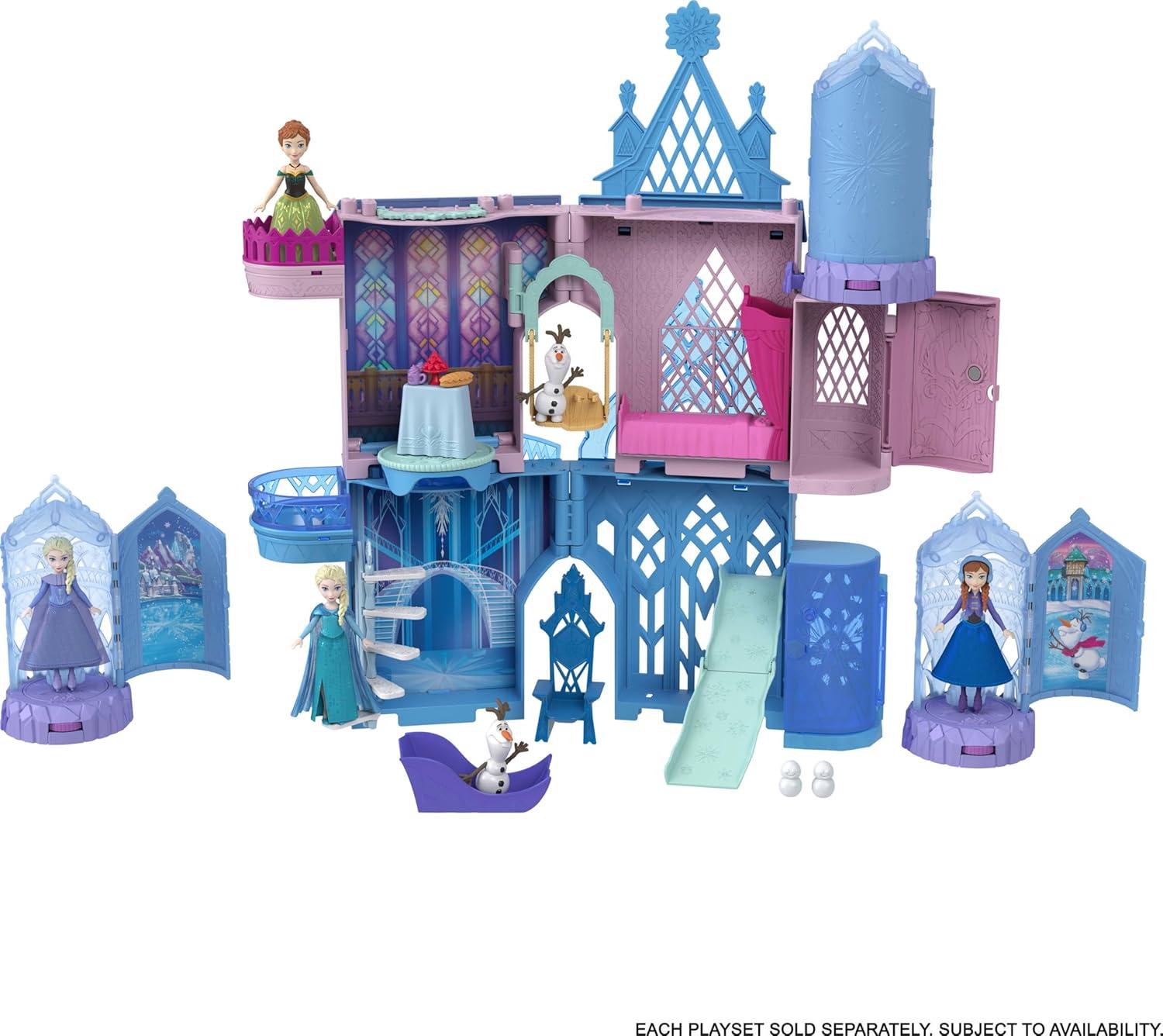imageMattel Disney Frozen Surprise Small Dolls ampamp Mini Castle Playsets with Spinning Doll Reveal Ice Castle Spin Surprise from Movies Styles May Vary