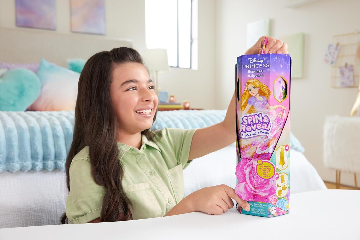 imageMattel Disney Princess Rapunzel Fashion Doll Set Spin ampamp Reveal with 11 Surprises Including 5 Accessories 5 Stickers ampamp Play Scene Inspired by Movie