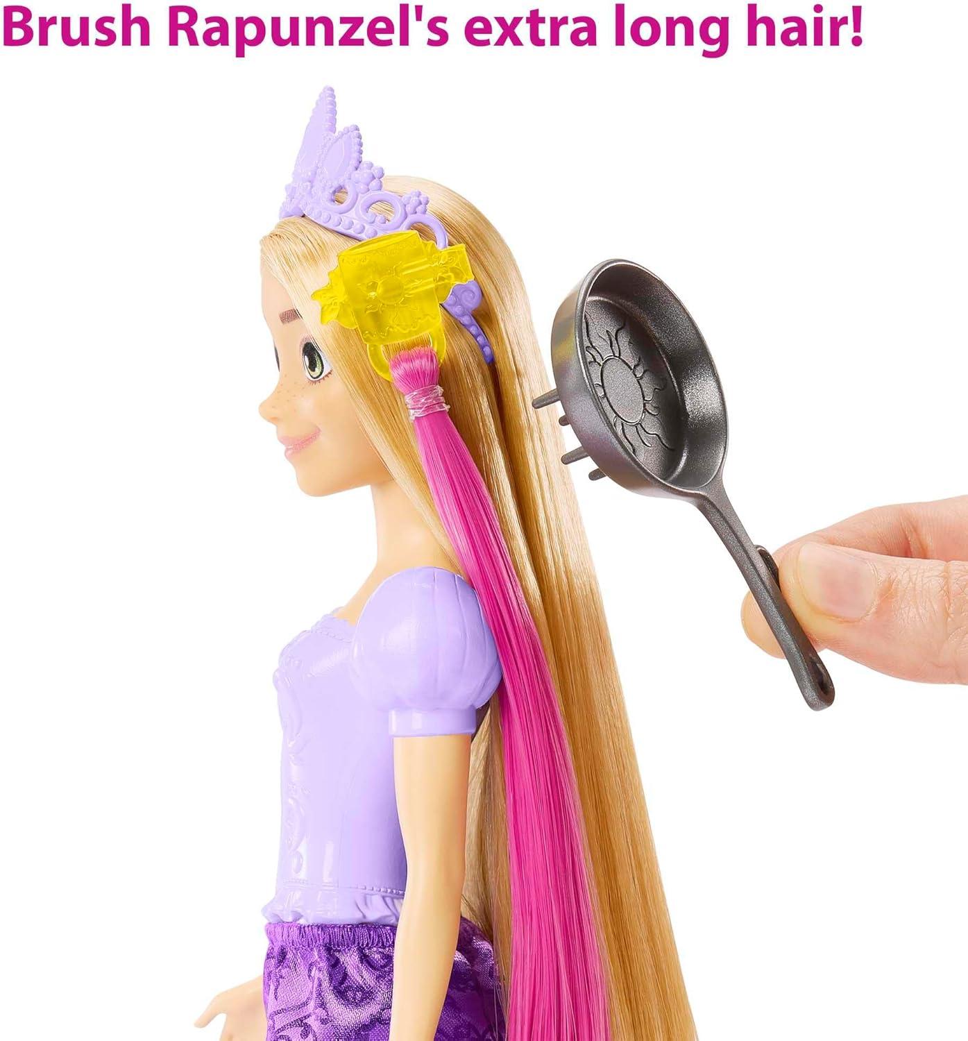 imageMattel Disney Princess Rapunzel Fashion Doll with 2 ColorChange Hair Extensions ampamp 10 Hairstyling Pieces Inspired by the Disney Movie Tangled