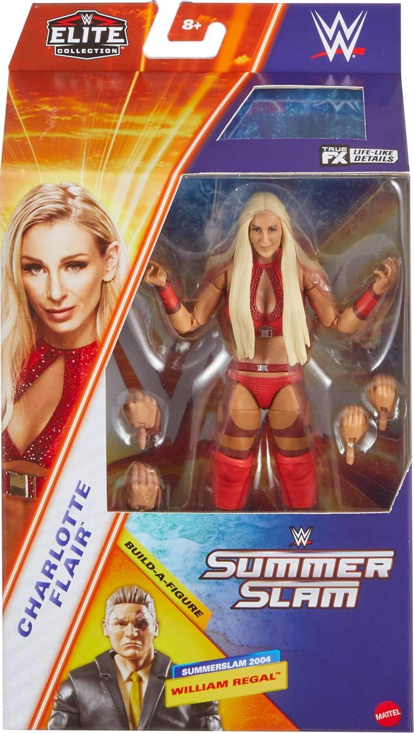 imageMattel WWE Elite Collection Action Figure ampamp Accessories Premium Live Event Charlotte Flair Set SummerSlam with William Regal BuildAFigure Parts