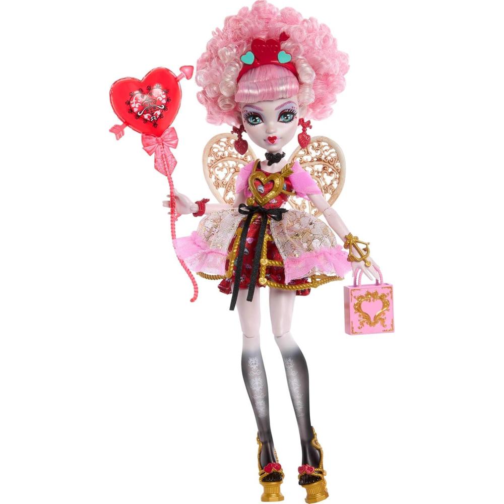 imageMonster High Scary Sweet Birthday Doll Frankie Stein in Black Party Dress with Themed Accessories Like Invite Balloon Toy Lipstick and MoreCupid Asteria