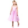 imageRubies Barbie Perfect Day Cute Costume Dress in Pink from the Barbie Movie with Belt and Hair Bow For Kids Girls