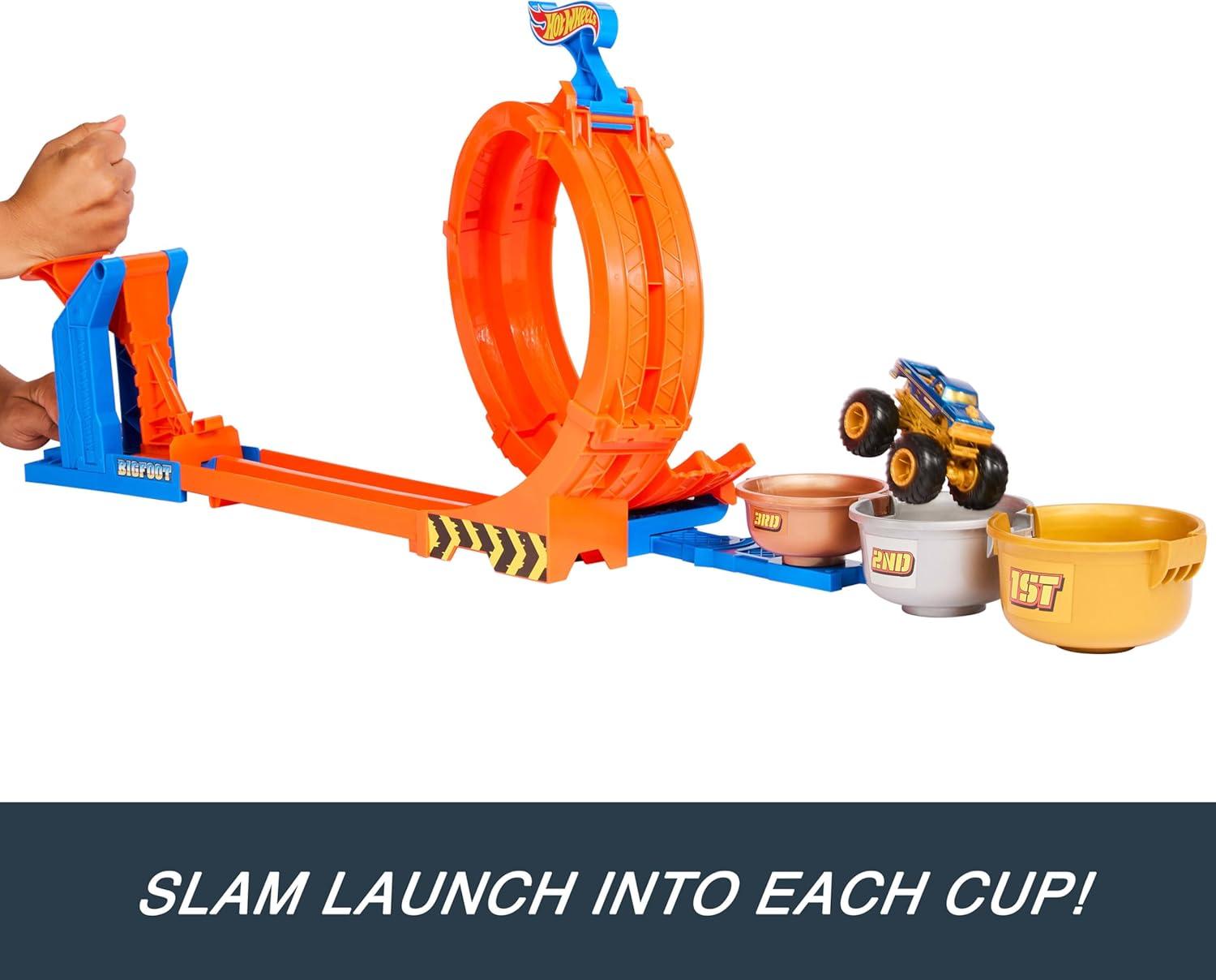imageHot Wheels Monster Trucks Toy Truck ampamp Track Set LoopandFlip Trophy Challenge Playset ampamp 164 Scale 50th Anniversary DieCast Bigfoot 2 Ways to Play