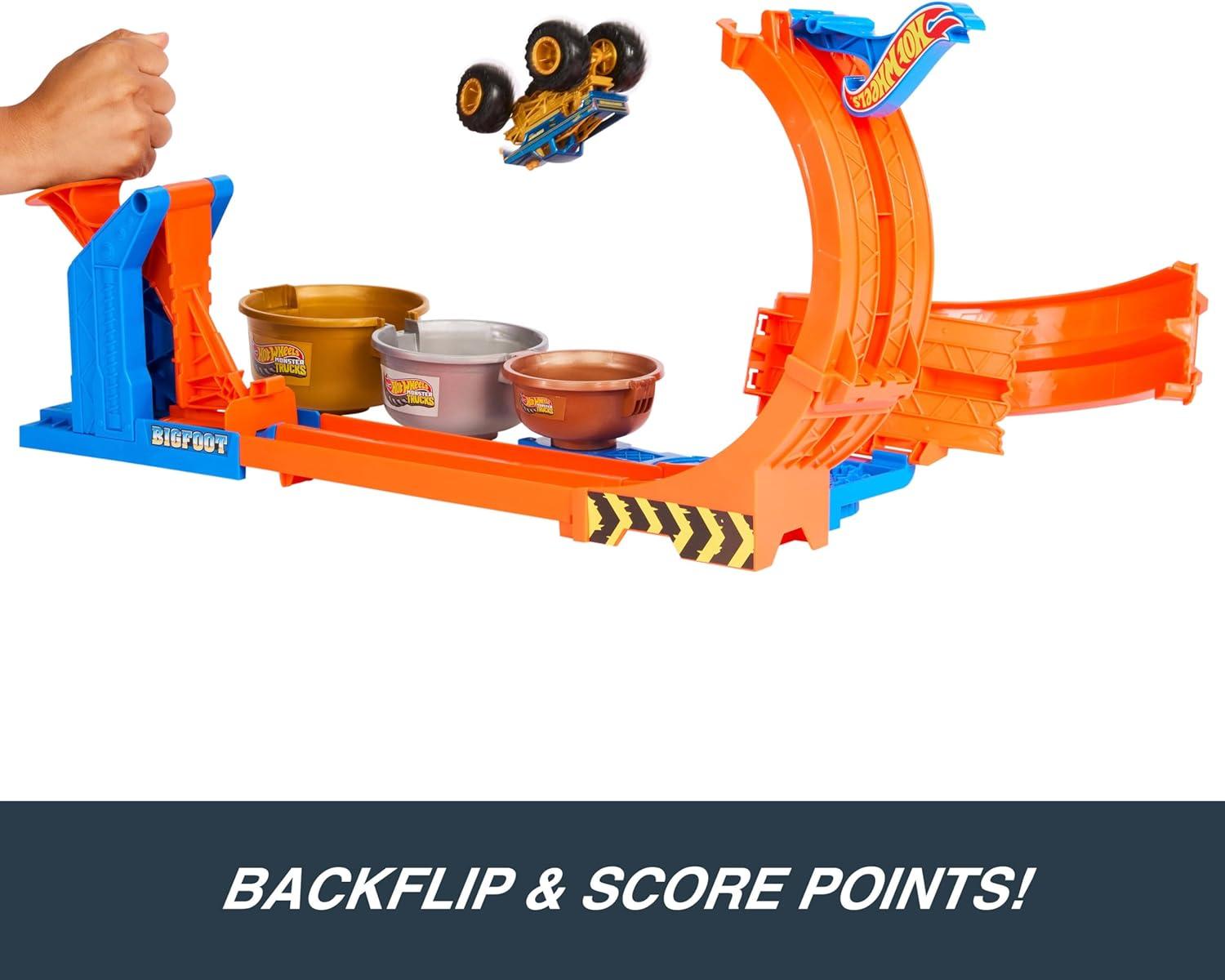 imageHot Wheels Monster Trucks Toy Truck ampamp Track Set LoopandFlip Trophy Challenge Playset ampamp 164 Scale 50th Anniversary DieCast Bigfoot 2 Ways to Play