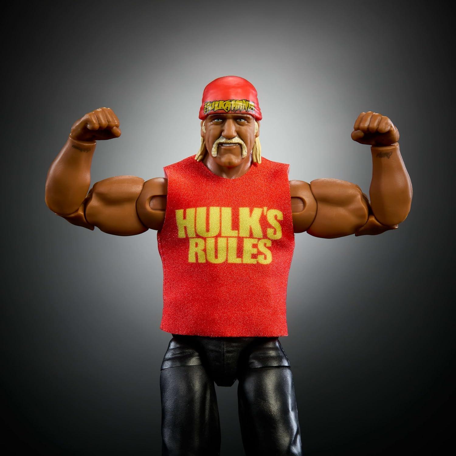 imageMattel WWE Elite Collection Action Figure ampamp Accessories Premium Live Event Hulk Hogan Set Wrestlemania with Howard Finkel BuildAFigure Parts