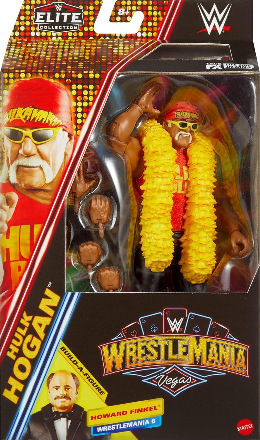 imageMattel WWE Elite Collection Action Figure ampamp Accessories Premium Live Event Hulk Hogan Set Wrestlemania with Howard Finkel BuildAFigure Parts