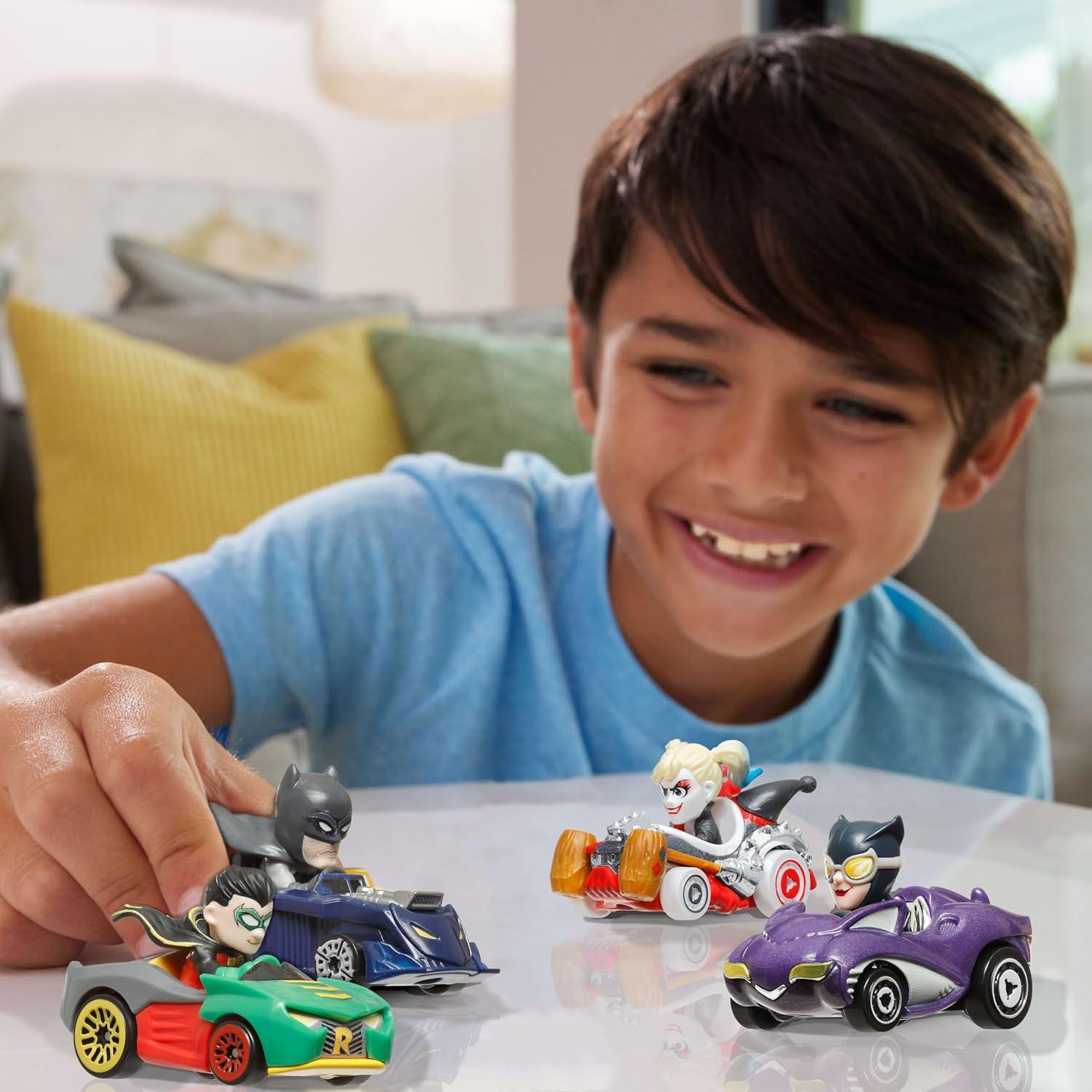 imageHot Wheels RacerVerse Set of 4 DieCars 164 Scale Toy Cars Optimized for Driving on Tracks with Pop Culture Characters as DriversBatman DC