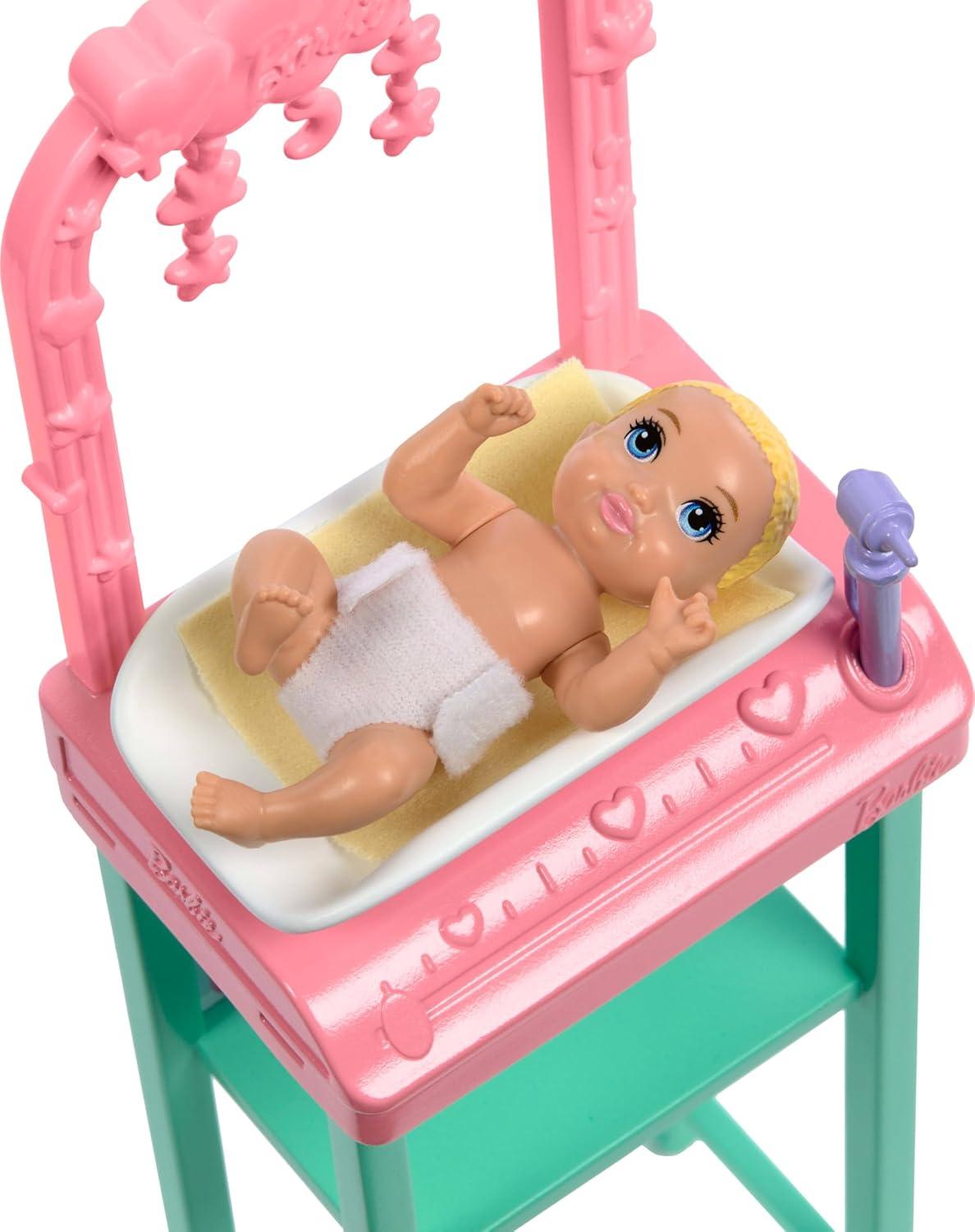 imageBarbie Baby Doctor with Brunette Fashion Doll Wearing Pink Scrubs 1 Baby Doll with Accessories ampamp Furniture