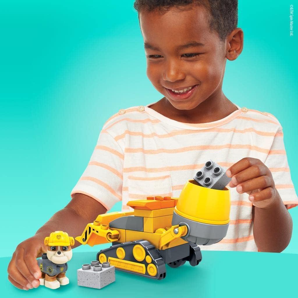 imageMEGA BLOKS Paw Patrol Toddler Building Blocks Toy Car Rubbles City Construction Truck with 17 Pieces 1 Figure for Kids Age 3 Years
