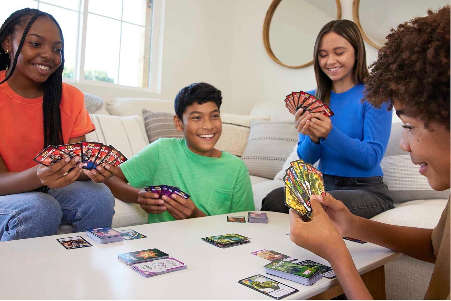 imageMattel Games UNO Ultimate Marvel Card Game with 4 Collectible Foil Cards CharacterThemed Decks amp Special Rules for Ages 7 Years amp OlderCore Set 2