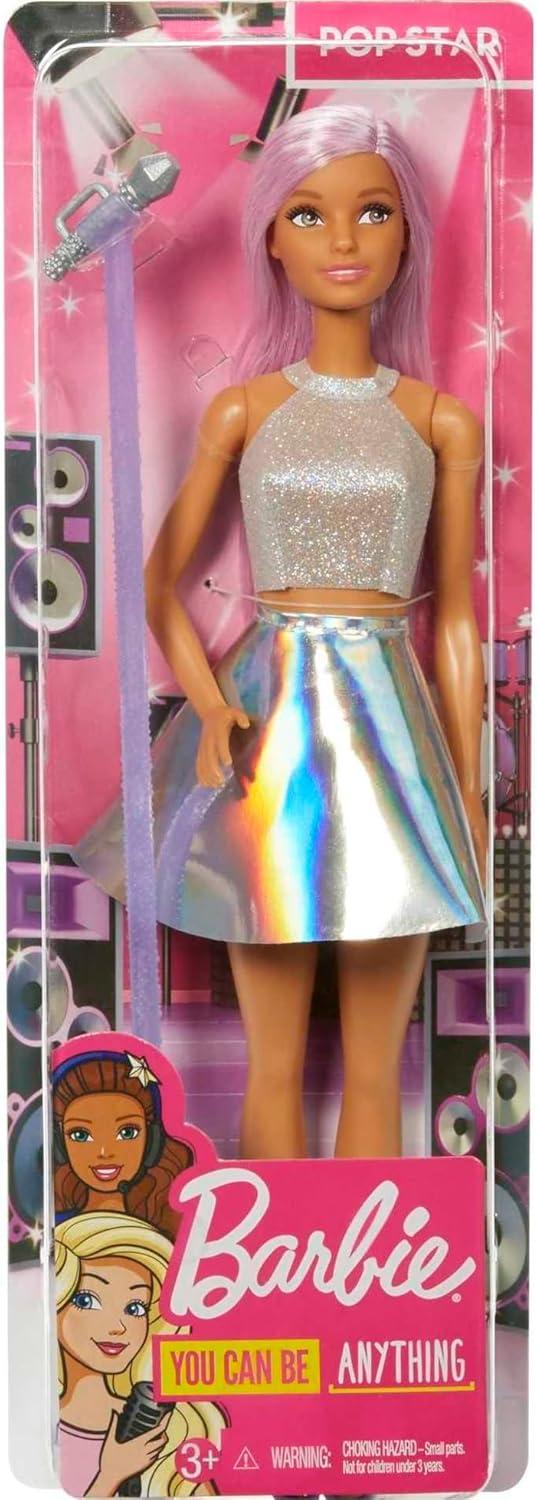 imageBarbie Careers Fashion Doll amp Accessory Pop Star with Pink Hair amp Brown Eyes Wearing Iridescent Skirt with MicrophonePe Moyen
