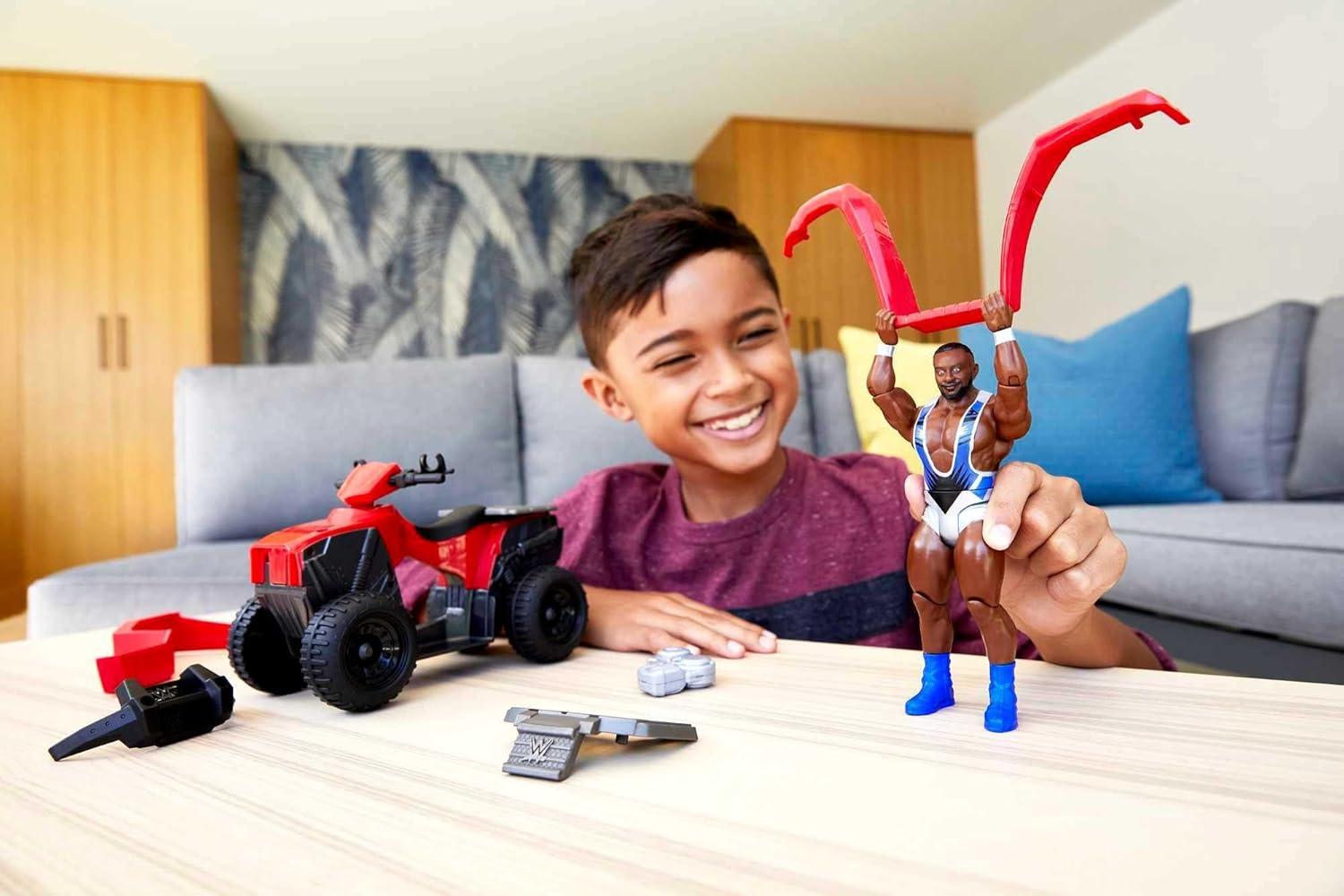 imageMattel WWE Wrekkin Slam amp Spin ATV Vehicle amp Action Figure Playset with Toy 4Wheeler amp Big E 6inch Collectible Launching Action amp Breakaway Parts