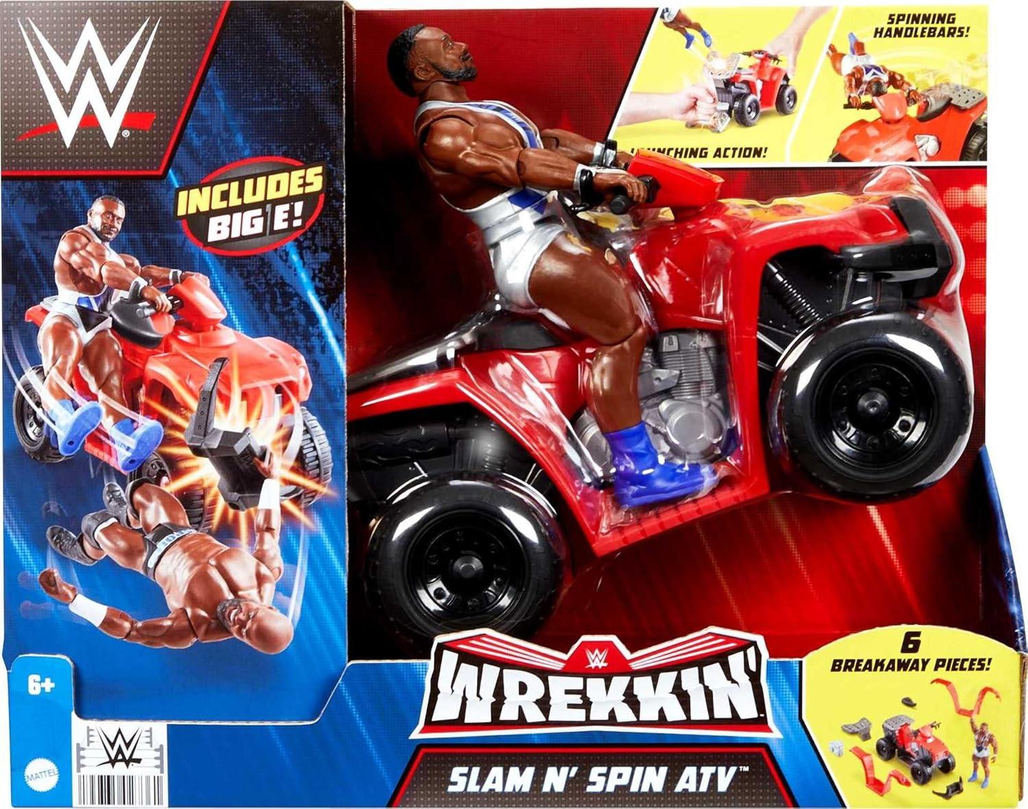 imageMattel WWE Wrekkin Slam amp Spin ATV Vehicle amp Action Figure Playset with Toy 4Wheeler amp Big E 6inch Collectible Launching Action amp Breakaway Parts