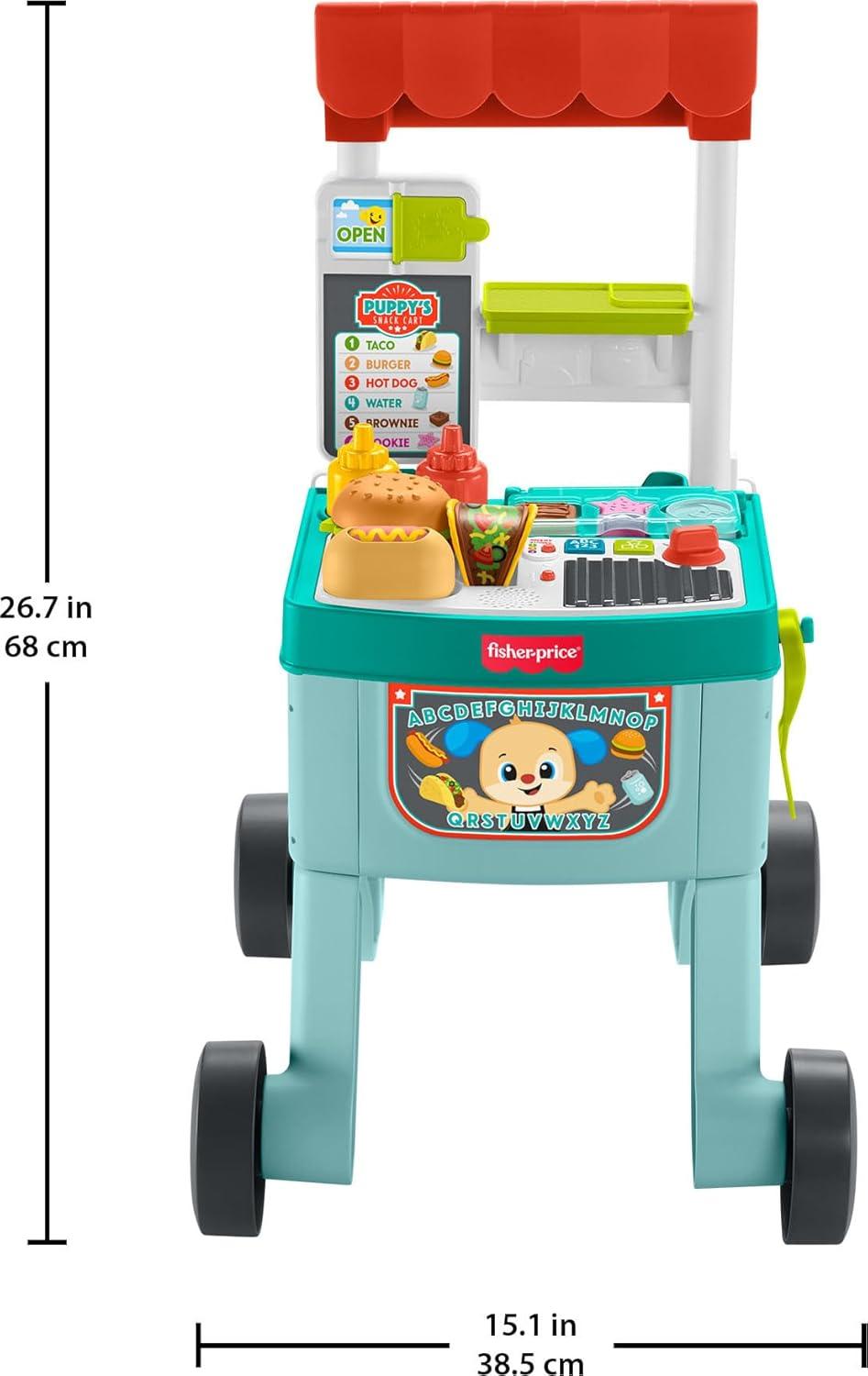 imageFisherPrice Baby Push Toy 4in1 Snack Cart Walker Learning Activity 14 Pieces for Pretend Play Infants Ages 6 Months Multilanguage Version