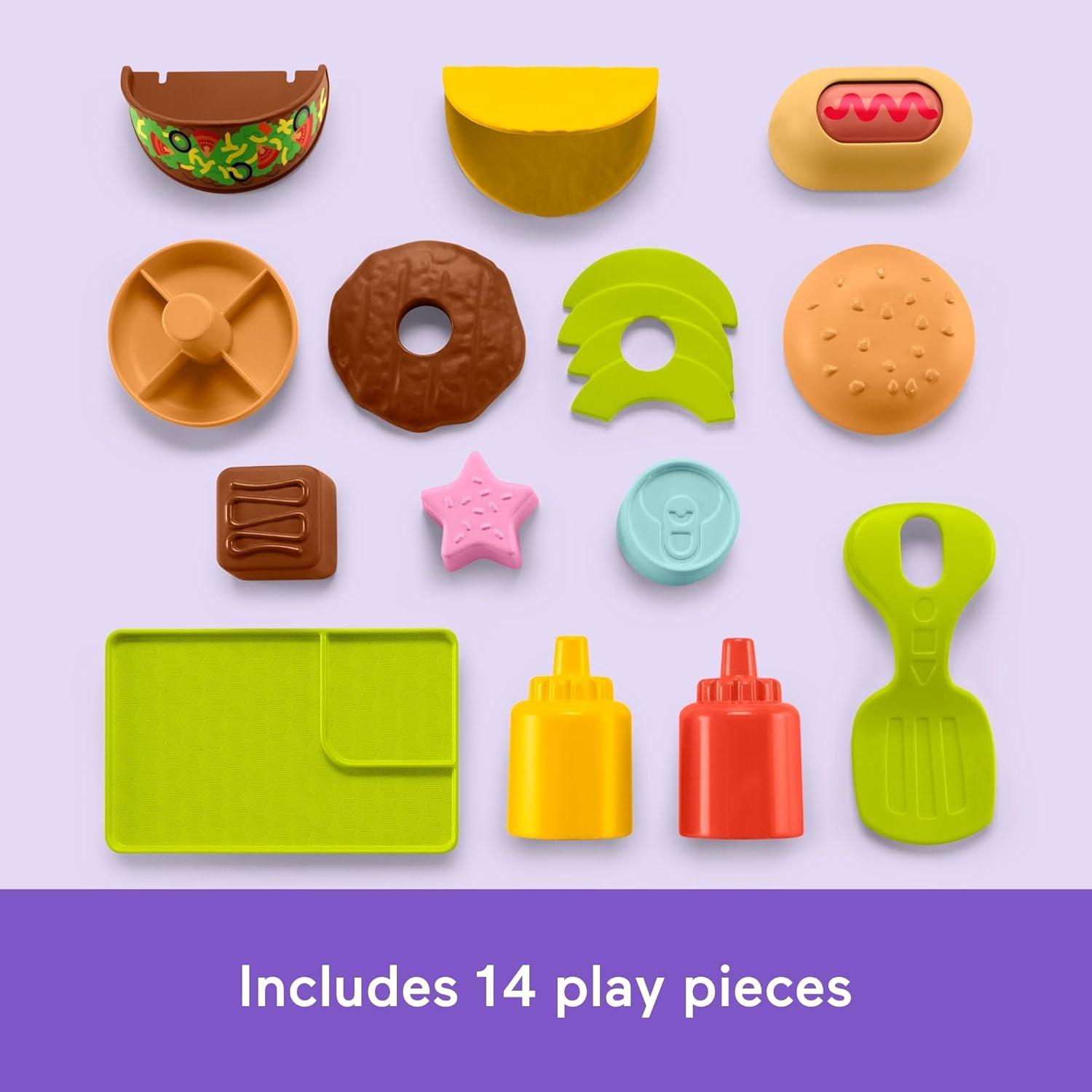 imageFisherPrice Baby Push Toy 4in1 Snack Cart Walker Learning Activity 14 Pieces for Pretend Play Infants Ages 6 Months Multilanguage Version