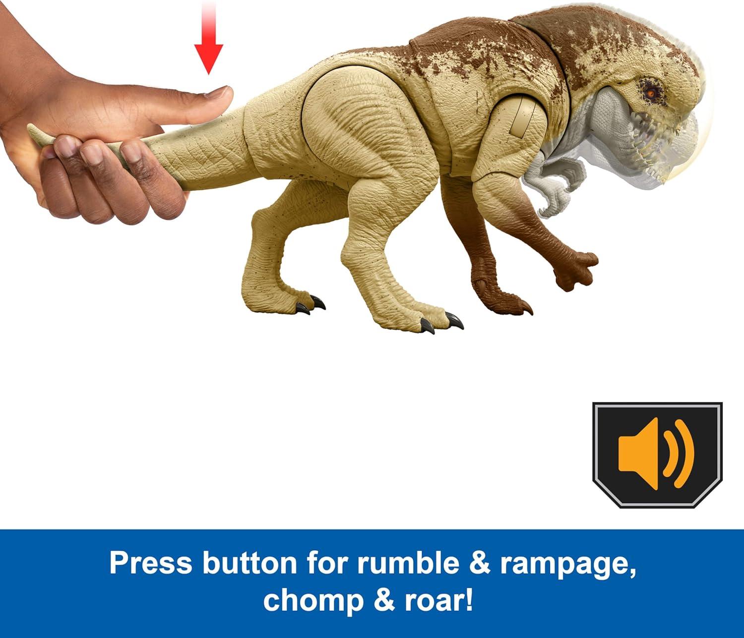 imageMattel Jurassic World Rebirth Distortus Rex Rumble N Rampage Dinosaur Action Figure 22 Inch with 2 Attack Actions ContentAccurate Digital Play