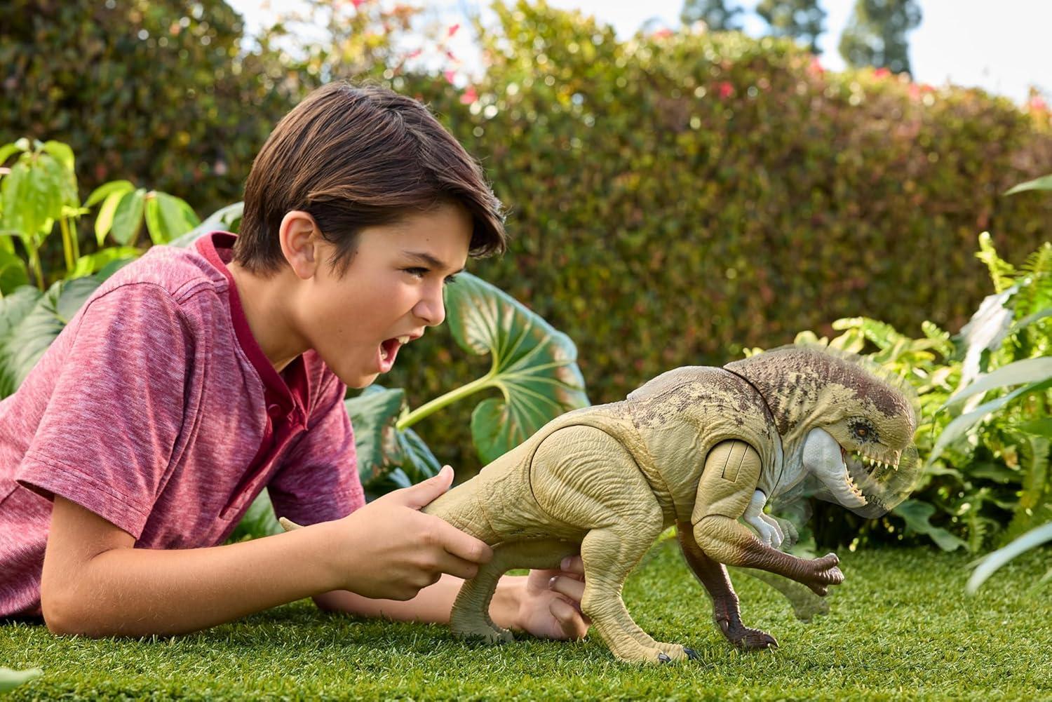 imageMattel Jurassic World Rebirth Distortus Rex Rumble N Rampage Dinosaur Action Figure 22 Inch with 2 Attack Actions ContentAccurate Digital Play