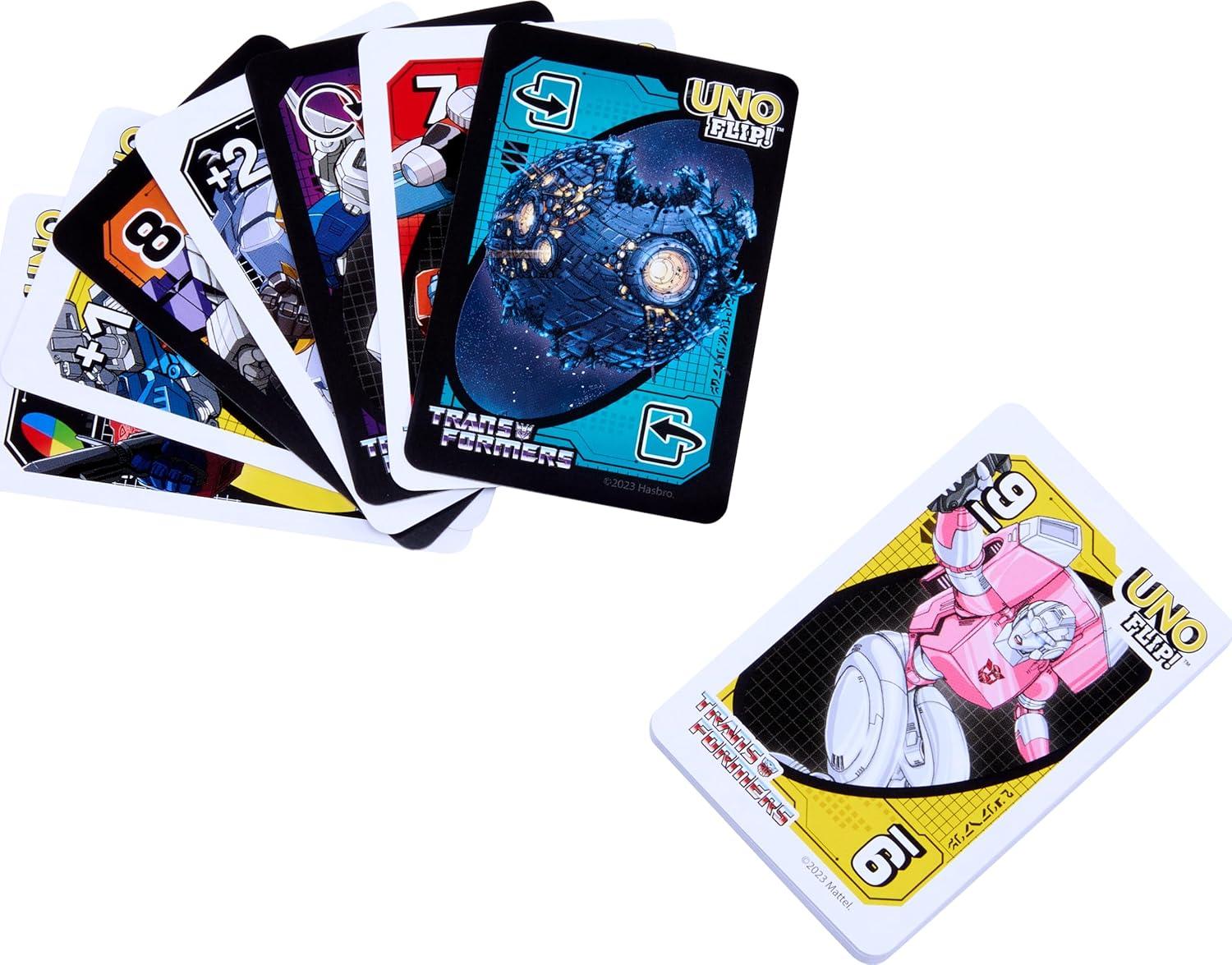 imageMattel Games UNO Flip Transformers Card Game for Kids Adults amp Family Nights with Deck Inspired by The Movies TV Shows amp ComicsTransformers