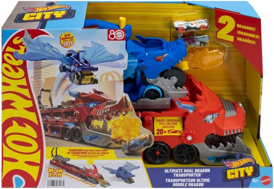 image:imageHot Wheels City Toy Car Track Set Ultimate Dual Dragon Transporter amp 2 DieCast Cars LargeScale Dragon amp Detachable Dragon Stores 20 Vehicles
