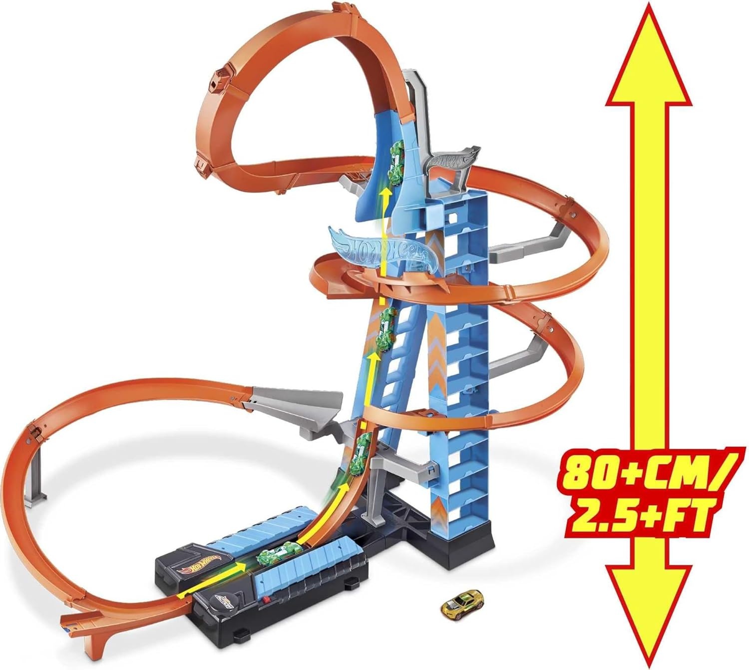 image:imageHot Wheels Sky Crash Tower Track Set 25 ft 83 cm High with Motorized Booster Orange Track amp 1 Vehicle Race Multiple Cars Gift for Kids 5 to 10 Years Old amp Up
