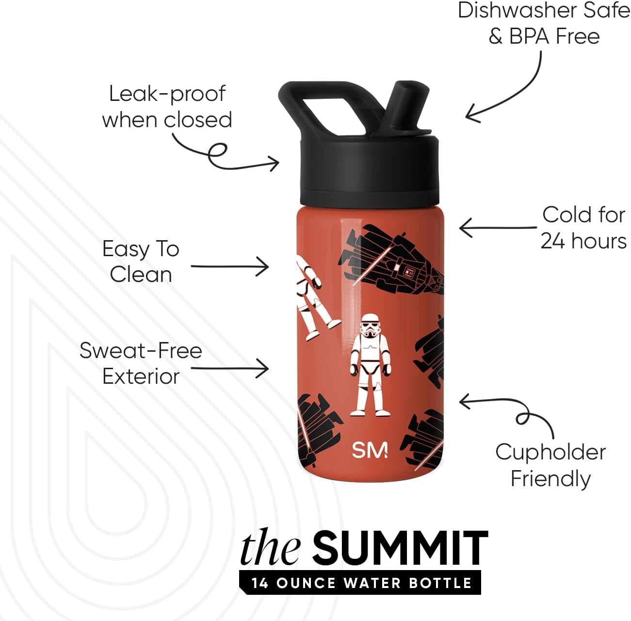 image:imageSimple Modern Hot Wheels Kids Water Bottle with Straw Lid 14oz Insulated Stainless Steel Kids Tumbler amp Spill Proof Toddler Cup for School Girls Boys Summit Body ShopStar Wars Here Comes Trouble
