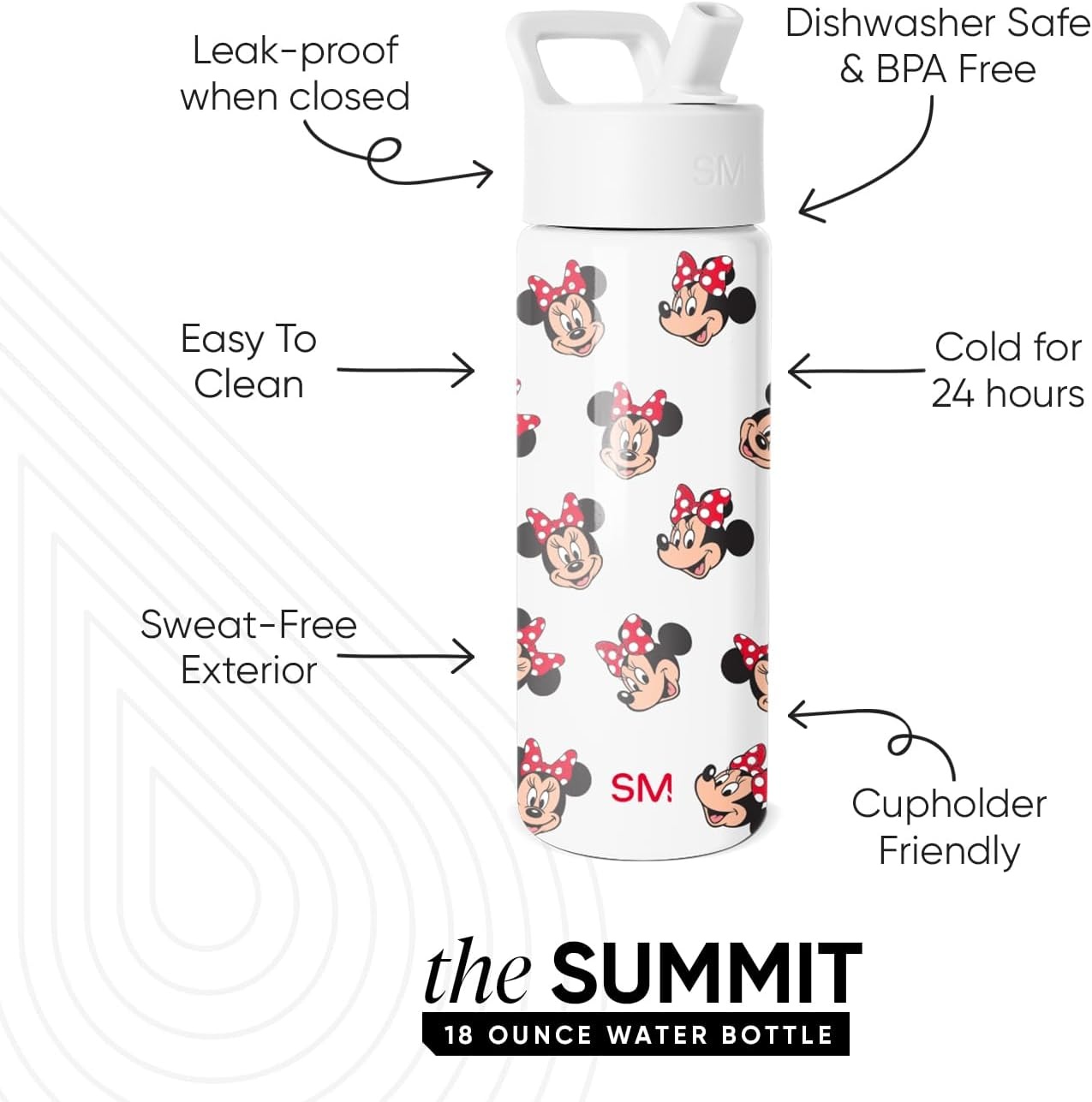 image:imageSimple Modern Mattel Barbie Kids Water Bottle with Straw Lid 18oz Insulated Stainless Steel Kids Tumbler amp Spill Proof Toddler Cup for School Girls Boys Summit Barbie CheckmateDisneyMinnie Mouse Fun