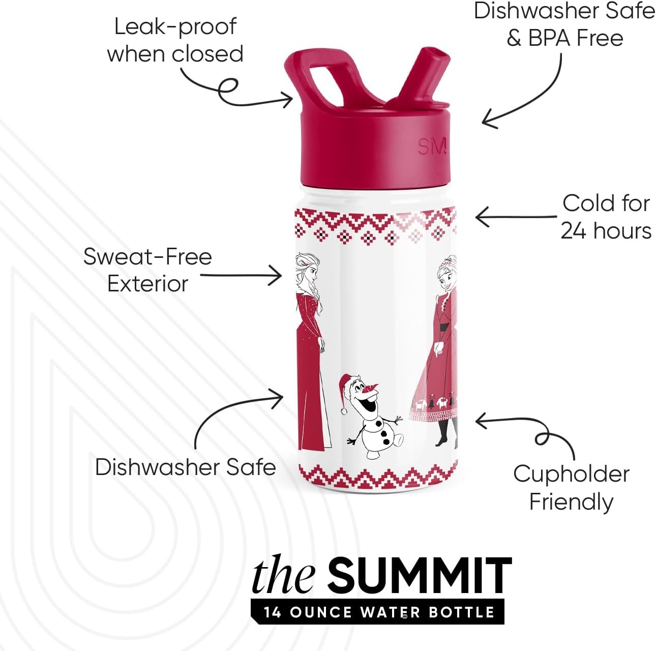 image:imageSimple Modern Mattel Barbie Kids Water Bottle with Straw Lid 18oz Insulated Stainless Steel Kids Tumbler amp Spill Proof Toddler Cup for School Girls Boys Summit Barbie CheckmateDisneyFrozen Red Dress Winter