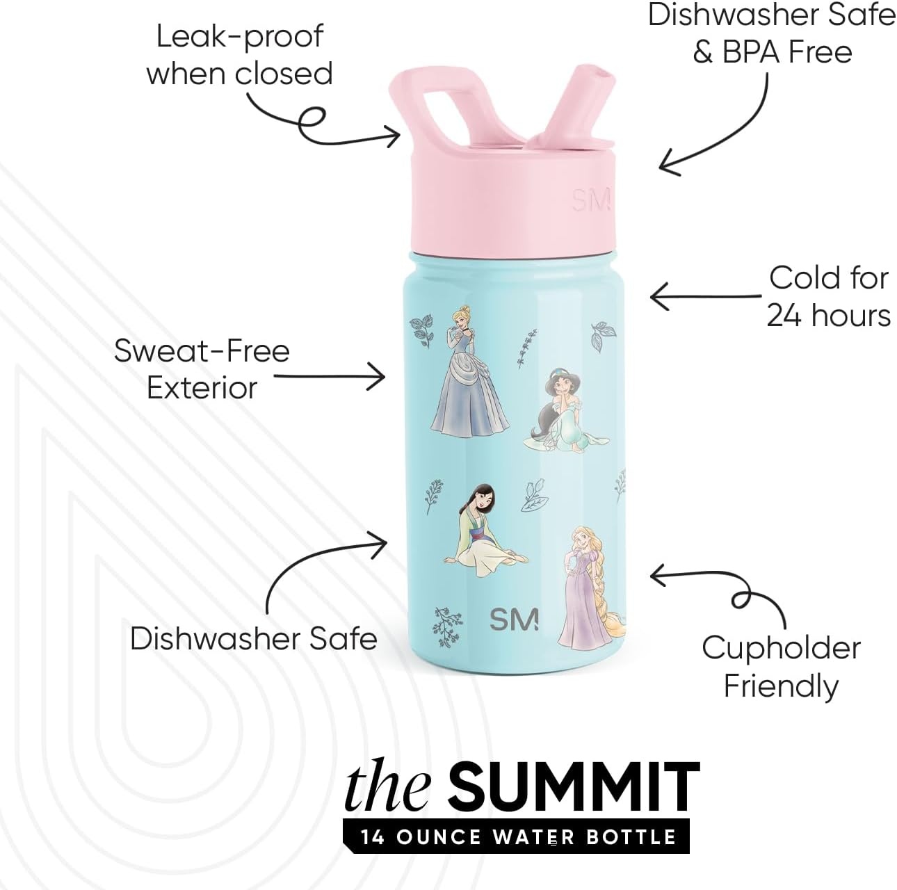 image:imageSimple Modern Mattel Barbie Kids Water Bottle with Straw Lid 18oz Insulated Stainless Steel Kids Tumbler amp Spill Proof Toddler Cup for School Girls Boys Summit Barbie CheckmateDisneyPrincesses Royal Beauty