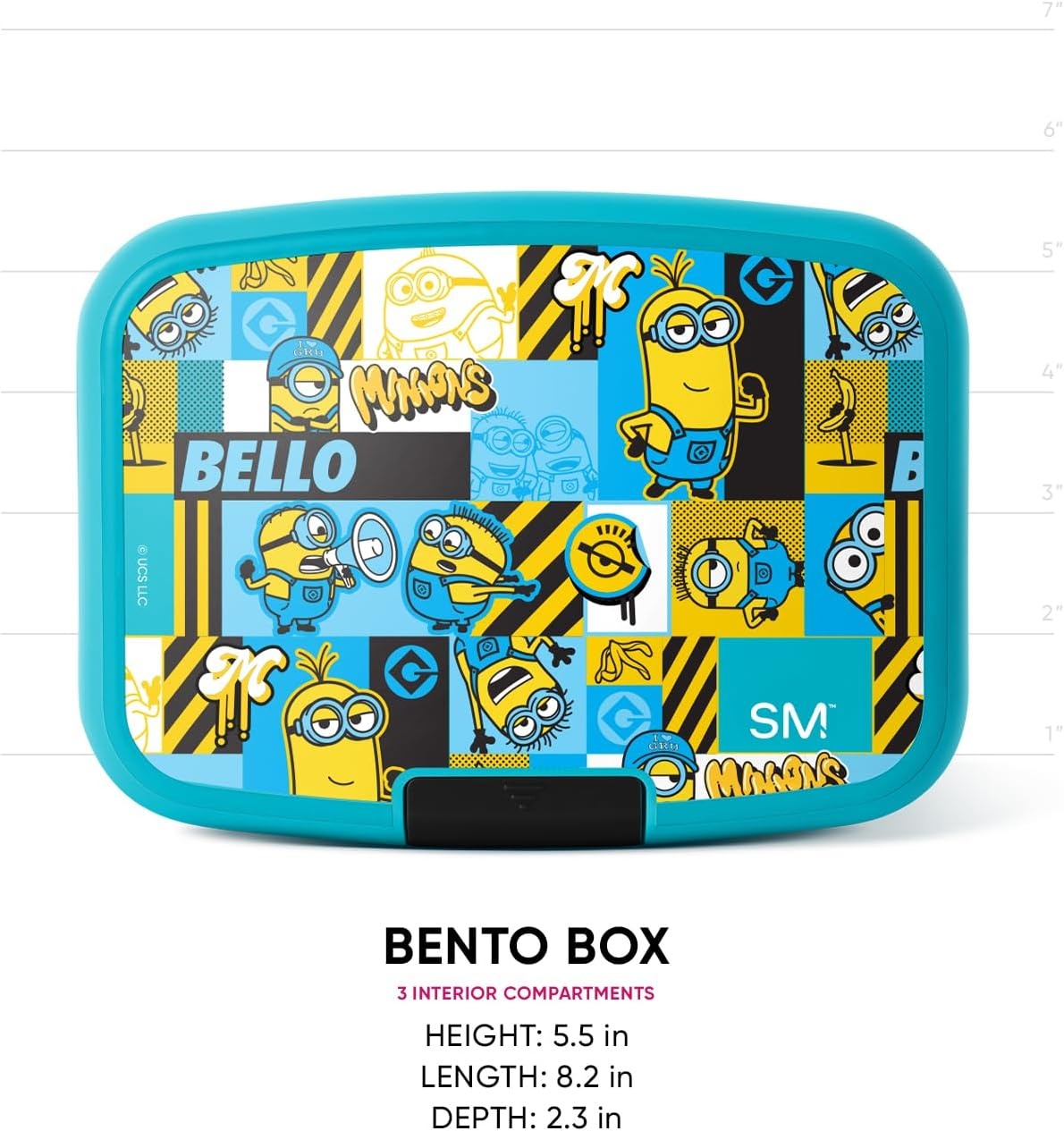 image:imageSimple Modern Mattel Barbie Porter Bento Lunch Box BPA Free LeakResistant Dishwasher Safe Lunch Container for Girls Boys Toddlers Kids 3 Compartments Barbie CheckmateMinions Bello
