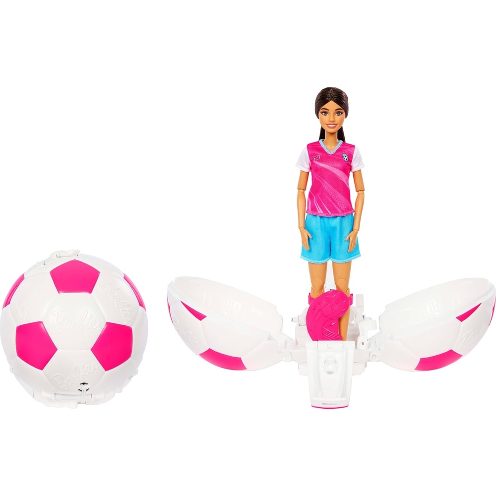 image:imageBarbie Team Roll and Reveal Soccer Player Doll and Accessories with Brunette Fashion Doll amp 8 Surprises and a Soccer Ball Encasement