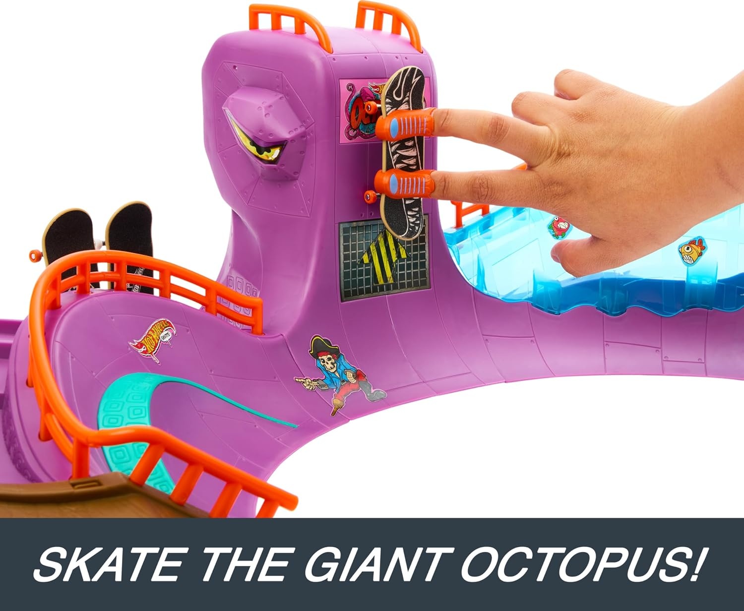 image:imageHot Wheels Skate Octopus Skatepark Playset with Tony Hawk Fingerboard amp Pair of Removable Skate Shoes Includes StoragePlayset