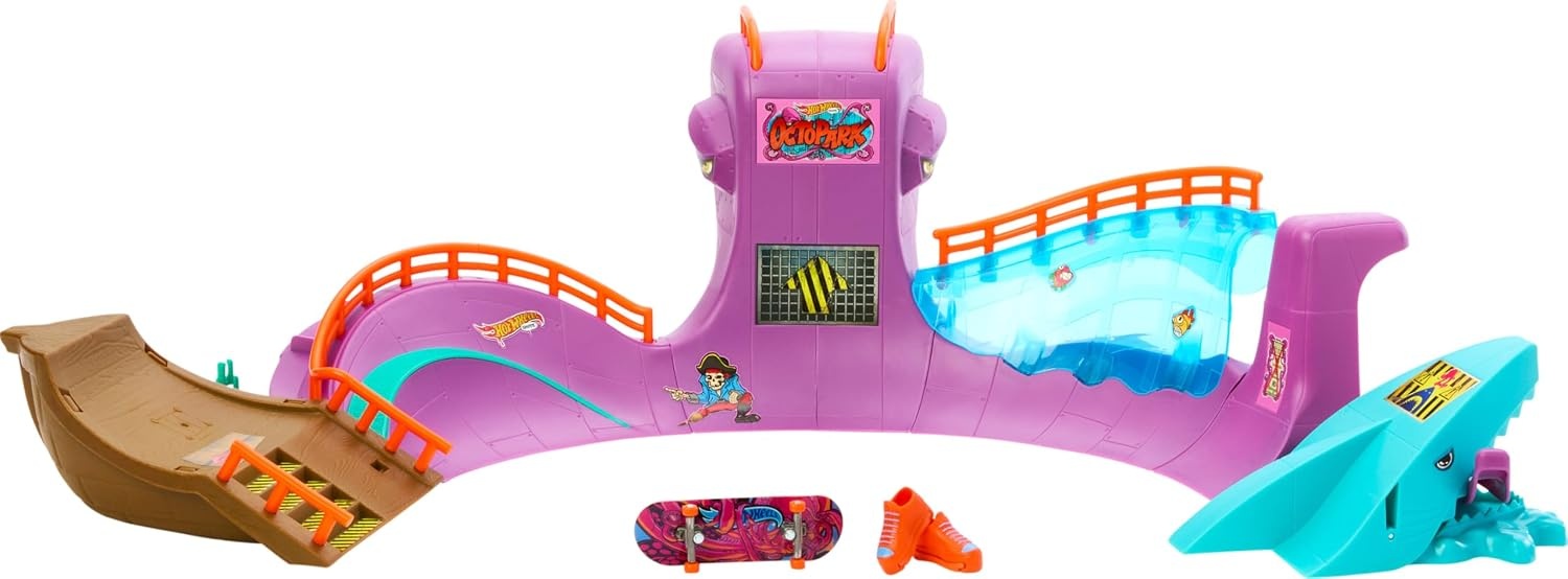 image:imageHot Wheels Skate Octopus Skatepark Playset with Tony Hawk Fingerboard amp Pair of Removable Skate Shoes Includes StoragePlayset
