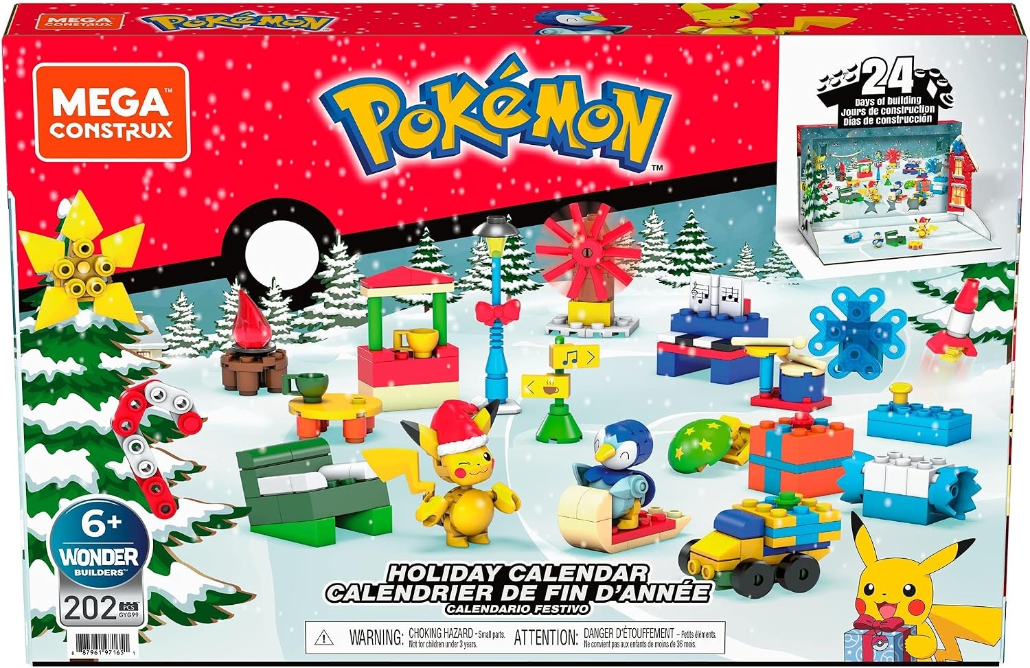image:imageMEGA Pokmon Building Toys Set Holiday Calendar with 202 Pieces 2 Poseable Characters and Accessories for Kids