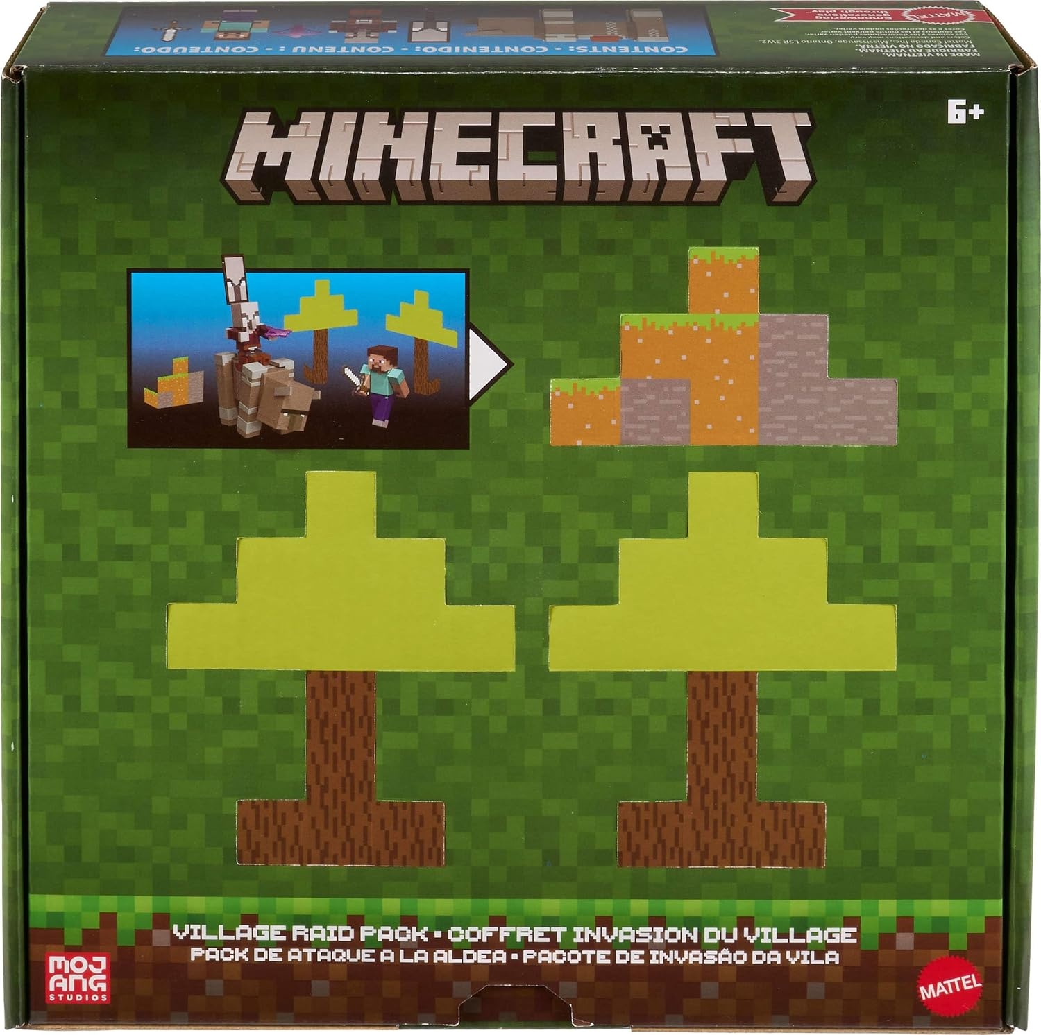 image:imageMattel Minecraft Village Raid Pack with 3 Action Figures amp Accessories 325inch Scale Collectible Set Includes Steve for Videogame Players amp Kids Amazon Exclusive