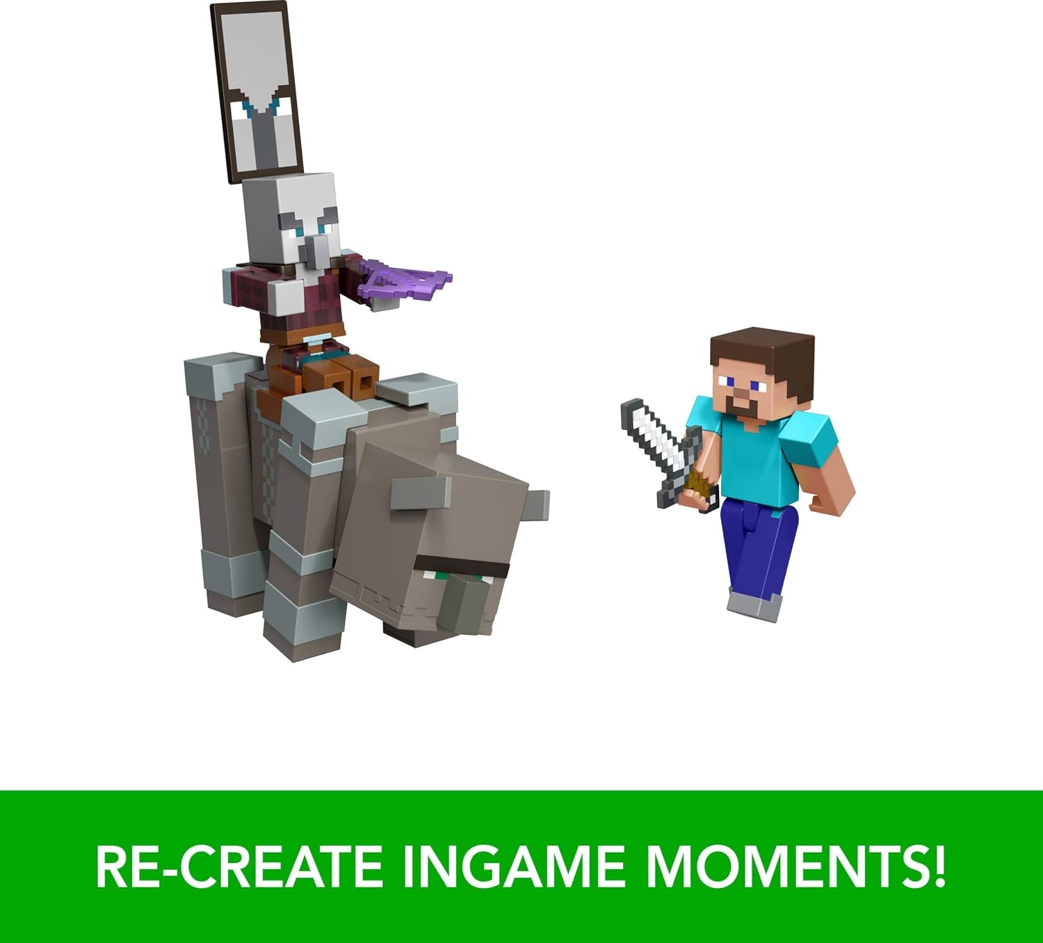 image:imageMattel Minecraft Village Raid Pack with 3 Action Figures amp Accessories 325inch Scale Collectible Set Includes Steve for Videogame Players amp Kids Amazon Exclusive