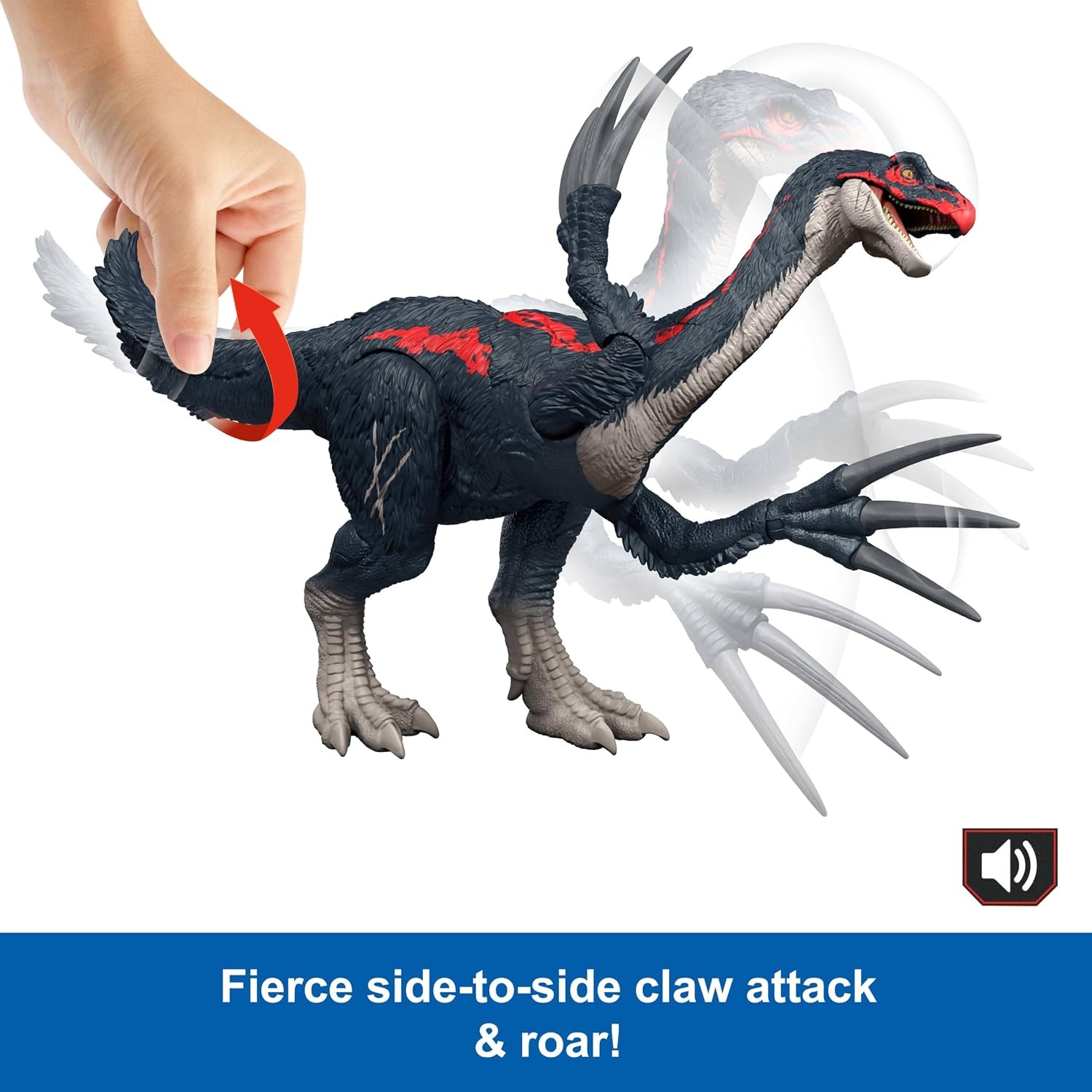 image:imageMattel Jurassic World Chaos Theory Battle Roarin Becklespinax Dinosaur Action Figure Toy Rampage Head Strike Chomp Roars amp Snarls Extending SpikesTherizinosaurus