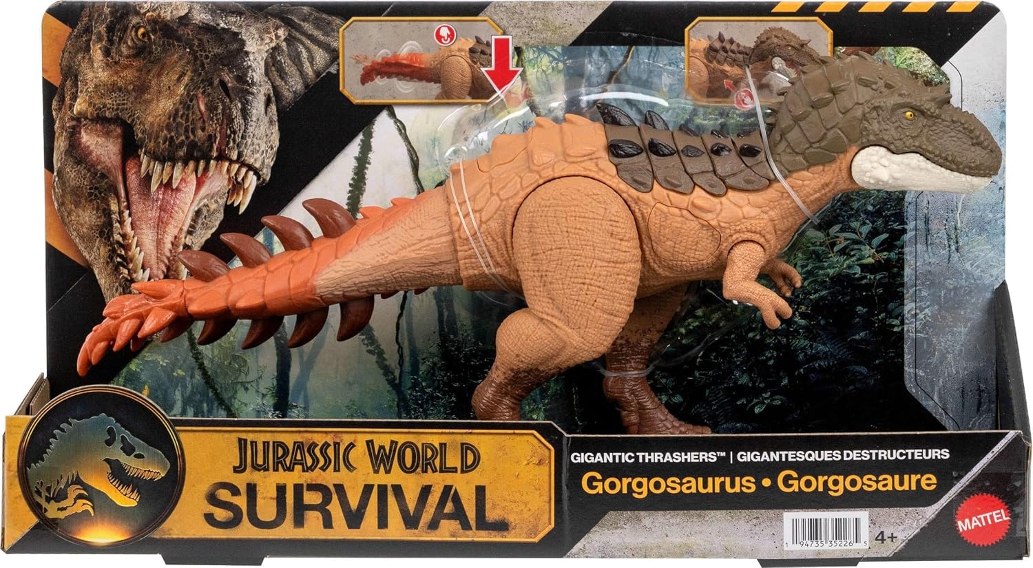 image:imageMattel Jurassic World Dinosaur Figure Toy Gigantic Thrashers Large Gorgosaurus with 2 Attack Action amp Evolve Feature Digital Play