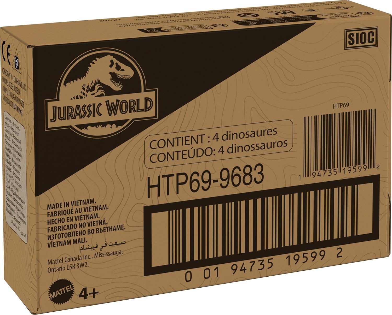 image:imageMattel Jurassic World Hidden Hatchers Figure 4Pack Survival Instinct Set with 2in1 Transforming Toy 8Step Egg to Dinosaur