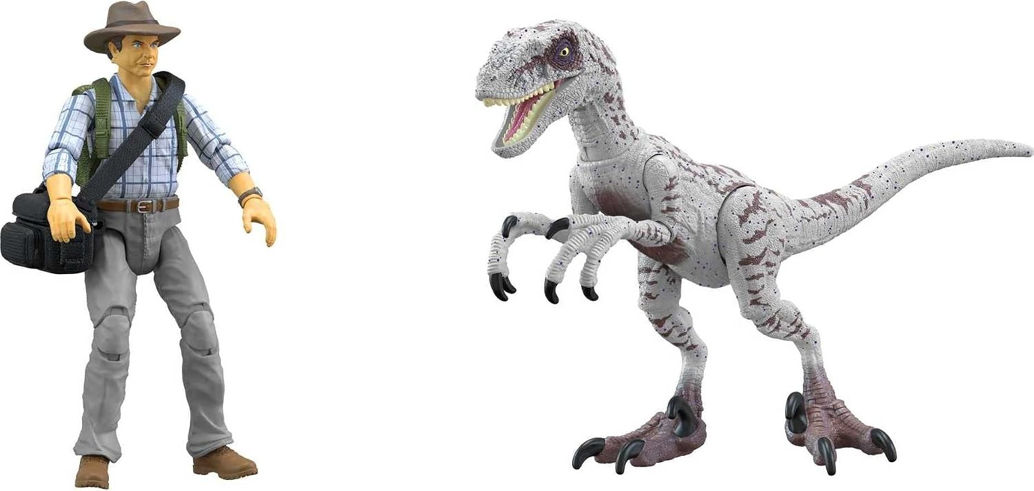 image:imageMattel Jurassic World Jurassic Park III Hammond Collection Action Figure Set wiith Dr Alan Grant Velociraptor Dinosaur amp Raptor Egg Accessories