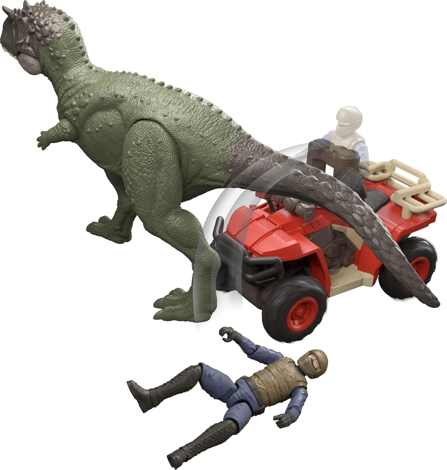 image:imageMattel Jurassic World Pack with Vehicle Human amp Dinosaur Action Figure Capture Claw ATV Pack Catch amp Launch Storytelling Features