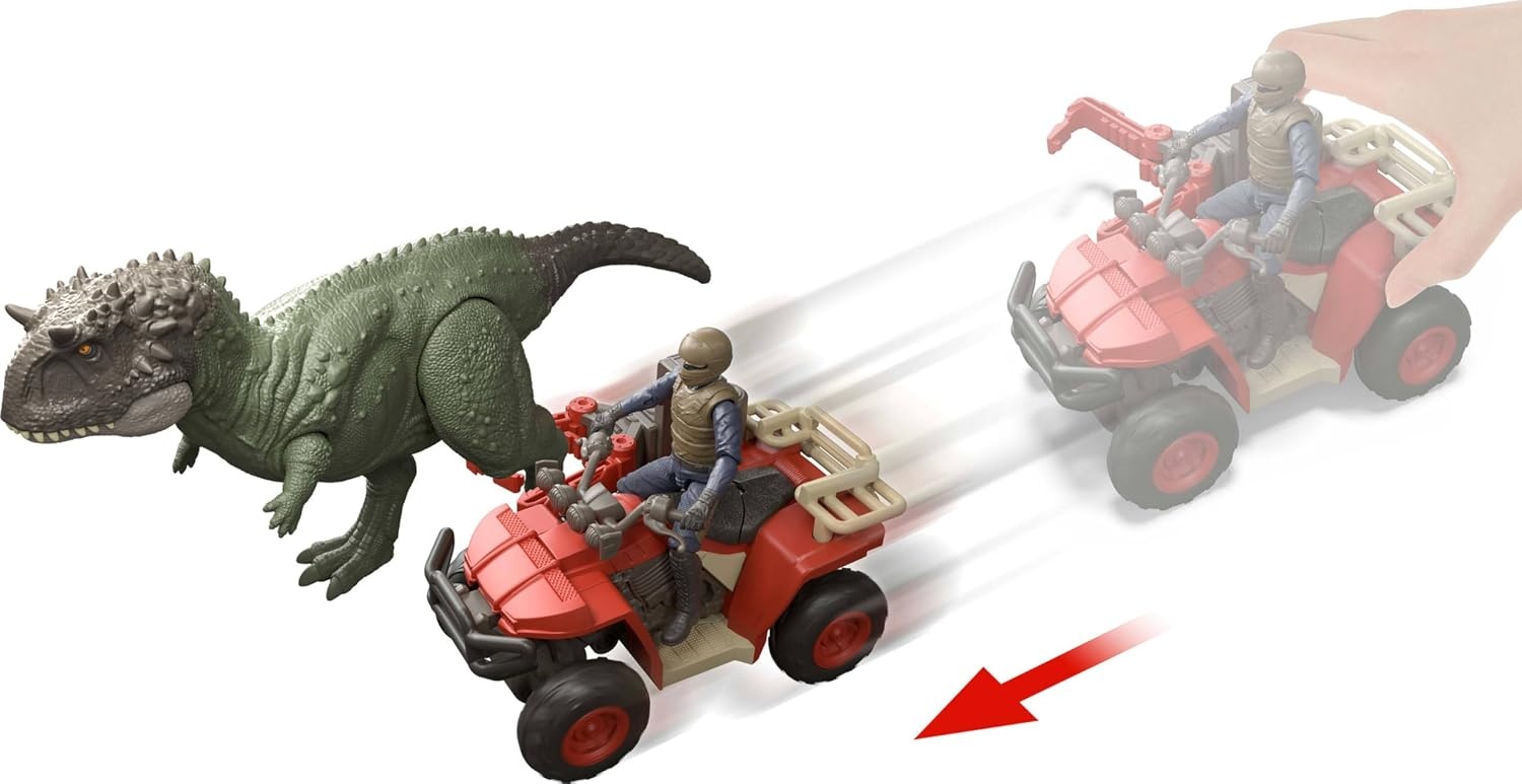 image:imageMattel Jurassic World Pack with Vehicle Human amp Dinosaur Action Figure Capture Claw ATV Pack Catch amp Launch Storytelling Features