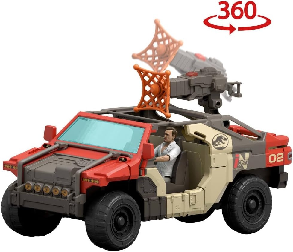 image:imageMattel Jurassic World Rebirth Vehicle with 1 Human amp 1 Dinosaur Figure Launch N Battle Truck Martin Krebs Figure amp Raptor Turret amp 2 Projectiles
