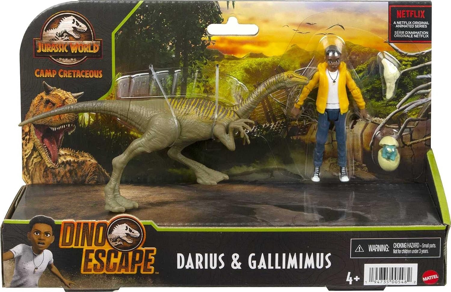 image:imageMattel Jurassic World Toys Camp Cretaceous Darius and Gallimimus Human and Dino Pack with 2 Action Figures and 2 Accessories Toy Gift Set and Collectible for Dinosaur Fans