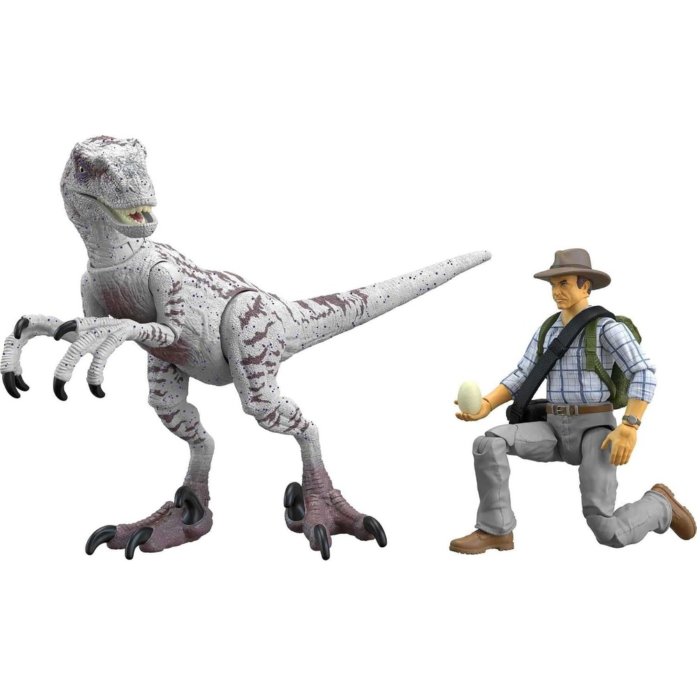 image:imageMattel Jurassic World Jurassic Park III Hammond Collection Action Figure Set wiith Dr Alan Grant Velociraptor Dinosaur amp Raptor Egg Accessories