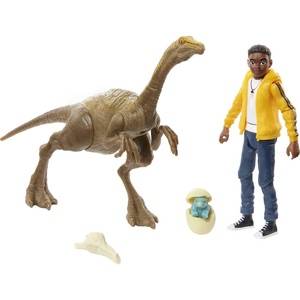 Mattel Jurassic World Toys Camp Cretaceous Darius and Gallimimus Human and Dino Pack with 2 Action Figures and 2 Accessories, Toy Gift Set and Collectible for Dinosaur Fans