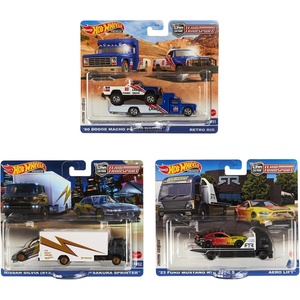 Hot Wheels Team Transport Truck & Race Car, Celebrates Racing Experience & Car Culture, Vehicles, 1:64 Scale Car & Transport, Gift for Race Fans & Toy Car Collectors
