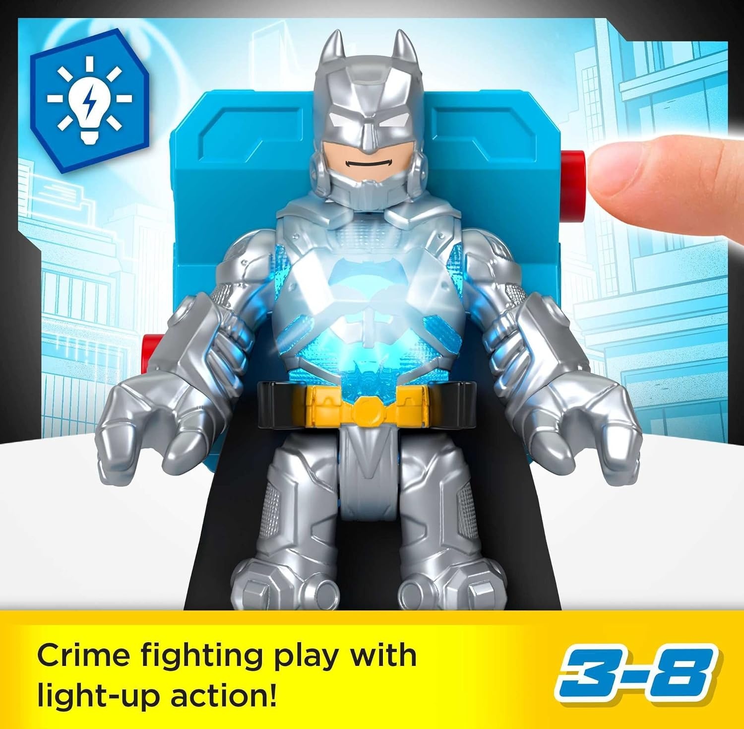 image:imageFisherPrice Imaginext DC Super Friends Preschool Toys Batman Battle Multipack 9Piece Figure Set with LightUp Backpack for Ages 3 Years